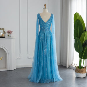 Vestido de Festa Longo Luxuoso com Maxi Manga - Modelo Especial