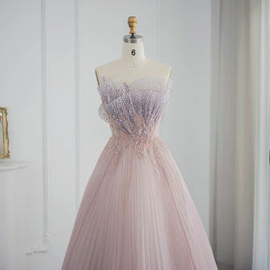 Vestido de Festa Pérola Flutuante Rosa - Modelo Especial