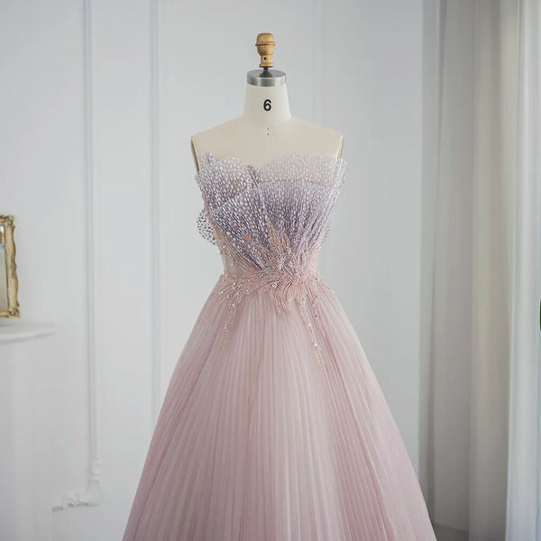 Vestido de Festa Pérola Flutuante Rosa - Modelo Especial