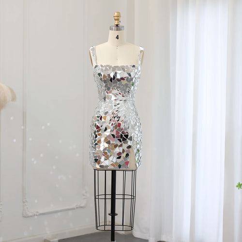 Vestido de Festa Mini Luxo Prateado - Modelo Especial