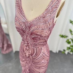 Vestido de Festa Rosa Empoeirado Bordado - Modelo Especial