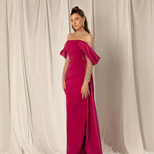 Vestido de Festa Longo com Mangas Brilho - Modelo Especial