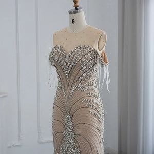 Vestido de Festa Deslumbrante Champanhe - Modelo Especial