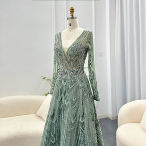 Vestido de Festa com Manga Longa Cristal - Modelo Especial