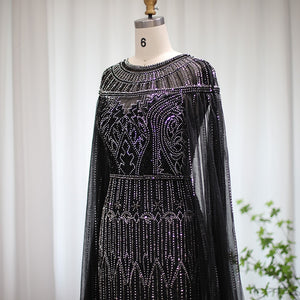 Vestido de Festa Longo com Manga Capa Árabe Luxo - Modelo Especial