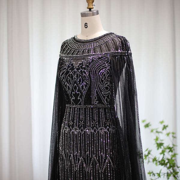 Vestido de Festa Longo com Manga Capa Árabe Luxo - Modelo Especial