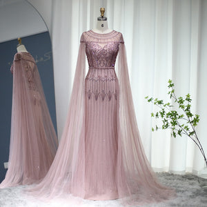 Vestido de Festa Longo com Manga Capa Árabe Luxo - Modelo Especial