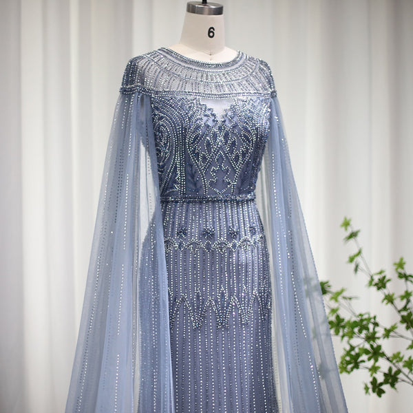 Vestido de Festa Longo com Manga Capa Árabe Luxo - Modelo Especial