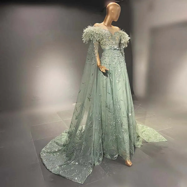 Vestido de Festa Longo Elegante Cristais Verde Menta - Modelo Especial