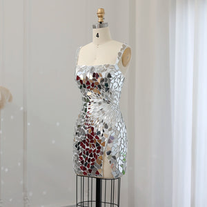 Vestido de Festa Mini Luxo Prateado - Modelo Especial