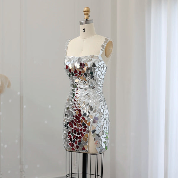 Vestido de Festa Mini Luxo Prateado - Modelo Especial