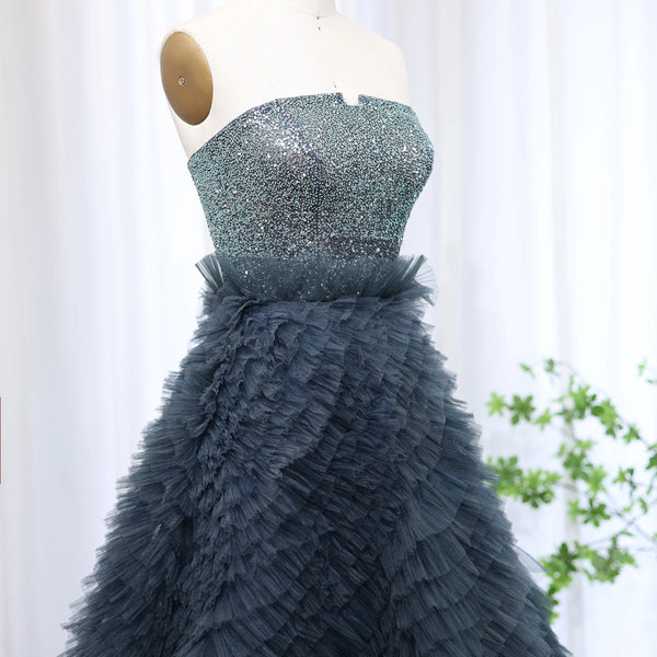 Vestido de Festa Longo com Saia Luxo Azul Marinho - Modelo Especial