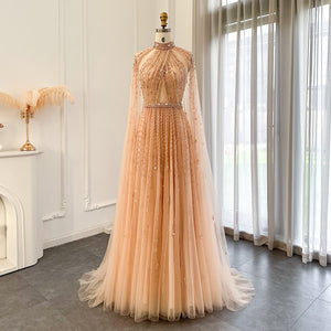 Vestido de Festa Maxi Luxo em Tecido Fluído Cravejado em Cristais - Modelo Especial