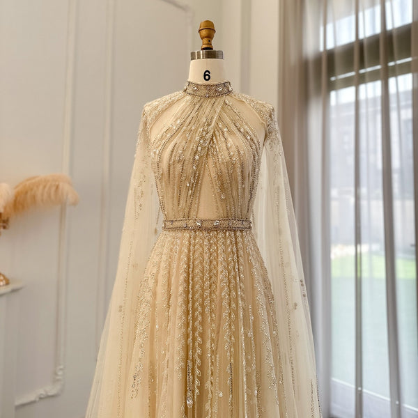 Vestido de Festa Maxi Luxo em Tecido Fluído Cravejado em Cristais - Modelo Especial