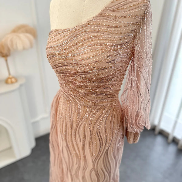 Vestido de Festa Elegante Um Ombro com Saia Volume - Modelo Especial