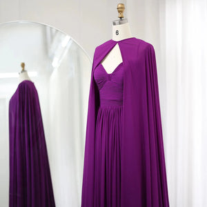 Vestido de Festa Longo com Manta em Chiffon - Modelo Especial