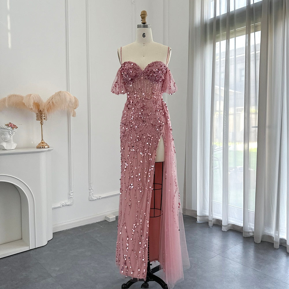 Vestido de Festa Longo Vernazza Cristais com Abertura Lateral - Modelo Especial