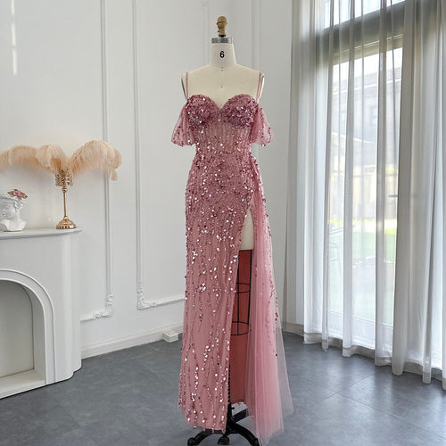 Vestido de Festa Longo Vernazza Cristais com Abertura Lateral - Modelo Especial