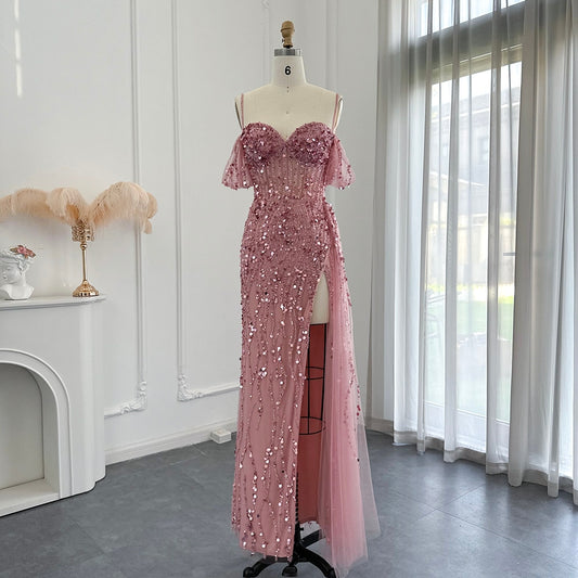 Vestido de Festa Longo Vernazza Cristais com Abertura Lateral - Modelo Especial
