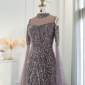Vestido de Festa Longo com Manga em Renda Cristal - Modelo Especial