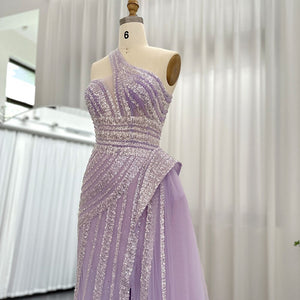 Vestido de Festa Luxo Ombro Assimétrico e Cauda em Tule - Modelo Especial