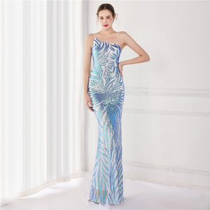 Vestido de Festa Longo Versalhes Azul Serenity (Pronta Entrega)