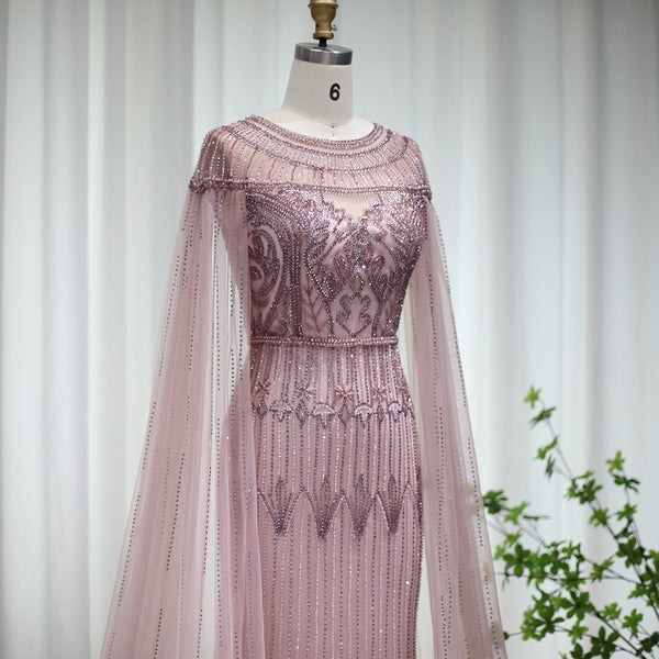 Vestido de Festa Longo com Manga Capa Árabe Luxo - Modelo Especial