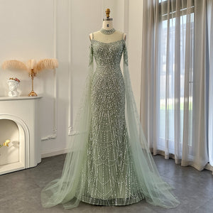Vestido de Festa Longo com Manga em Renda Cristal - Modelo Especial