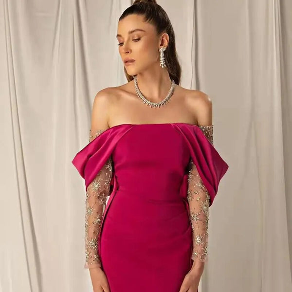 Vestido de Festa Longo com Mangas Brilho - Modelo Especial