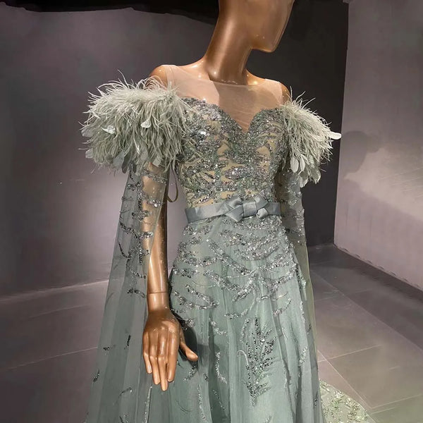 Vestido de Festa Longo Elegante Cristais Verde Menta - Modelo Especial