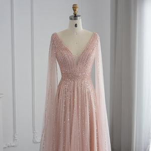 Vestido de Festa Longo Luxuoso com Maxi Manga - Modelo Especial