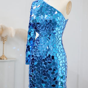 Vestido de Festa Midi Sereia Reflexos Royal - Modelo Especial