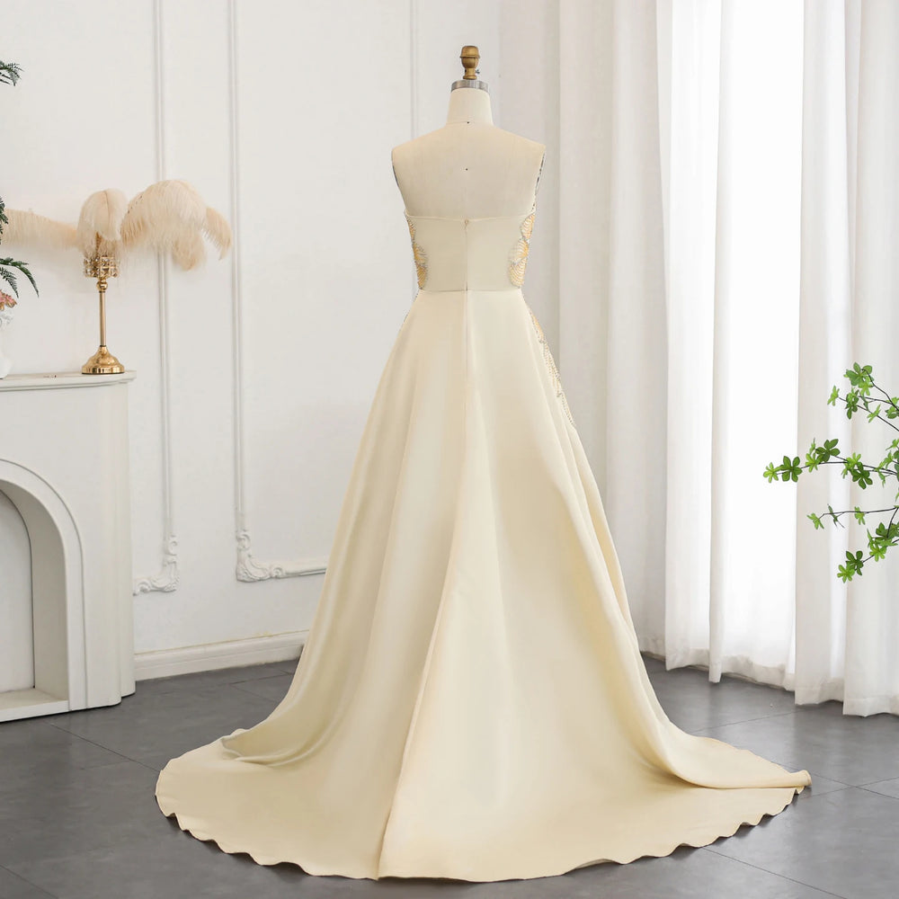 Vestido de Festa Longo Champanhe Buttlerfly - Modelo Especial