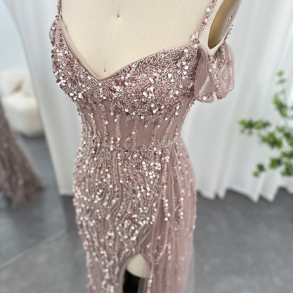 Vestido de Festa com Abertura Lateral Brilho - Modelo Especial