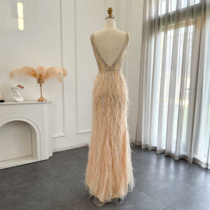 Vestido de Festa em V em Cristais Elegante - Modelo Especial
