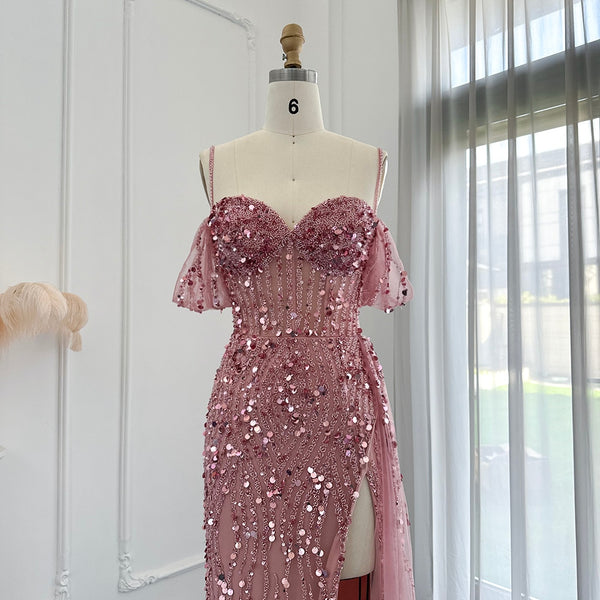 Vestido de Festa Longo Vernazza Cristais com Abertura Lateral - Modelo Especial