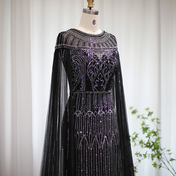 Vestido de Festa Longo com Manga Capa Árabe Luxo - Modelo Especial