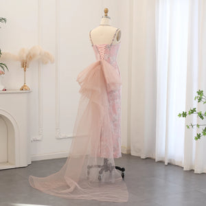 Vestido de Festa Longo Rosa Empoeirado com Renda - Modelo Especial