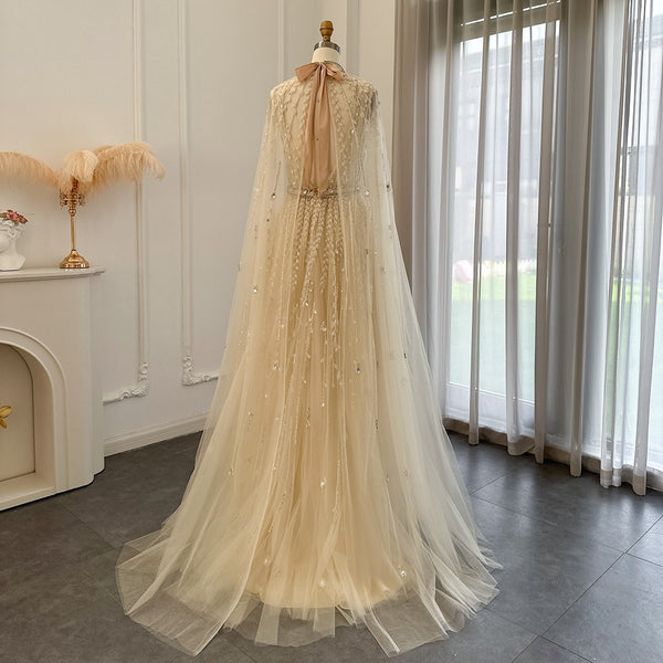 Vestido de Festa Maxi Luxo em Tecido Fluído Cravejado em Cristais - Modelo Especial