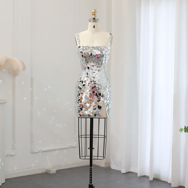 Vestido de Festa Mini Luxo Prateado - Modelo Especial