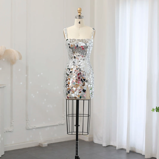 Vestido de Festa Mini Luxo Prateado - Modelo Especial