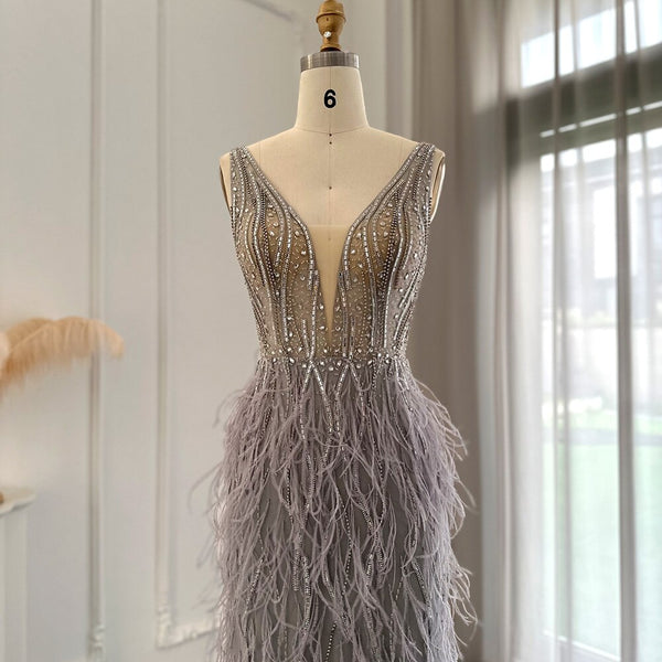Vestido de Festa em V em Cristais Elegante - Modelo Especial