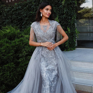 Vestido de Festa Longo Império Prateado - Modelo Especial
