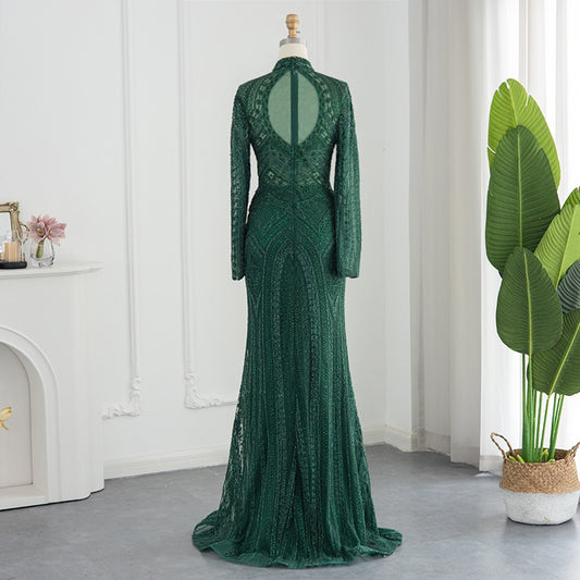 Vestido de Festa de Luxo Deslumbrante com Cristais e Pedrarias