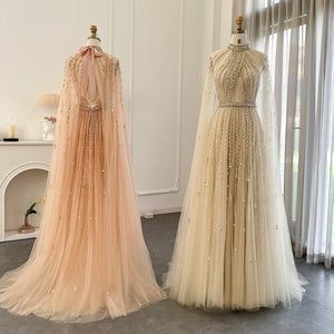 Vestido de Festa Maxi Luxo em Tecido Fluído Cravejado em Cristais - Modelo Especial