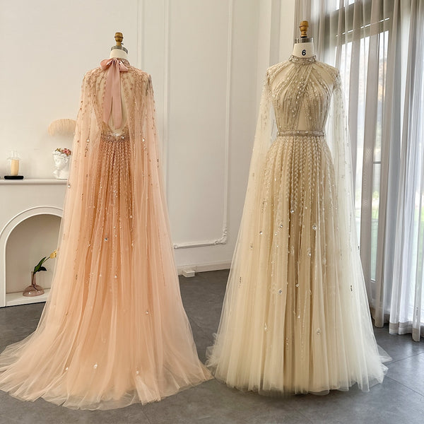 Vestido de Festa Maxi Luxo em Tecido Fluído Cravejado em Cristais - Modelo Especial