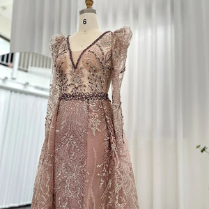 Vestido de Festa Longo ao Estilo Oriental Rosa Empoeirado - Modelo Especial