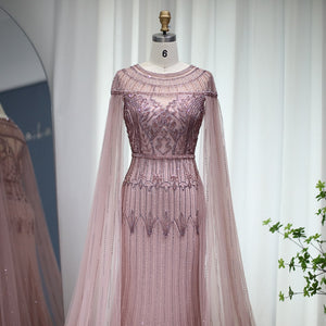 Vestido de Festa Longo com Manga Capa Árabe Luxo - Modelo Especial