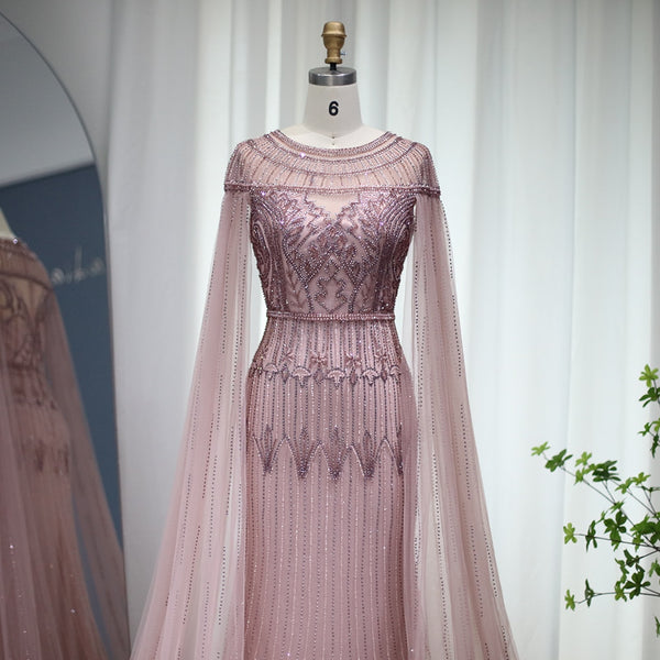 Vestido de Festa Longo com Manga Capa Árabe Luxo - Modelo Especial