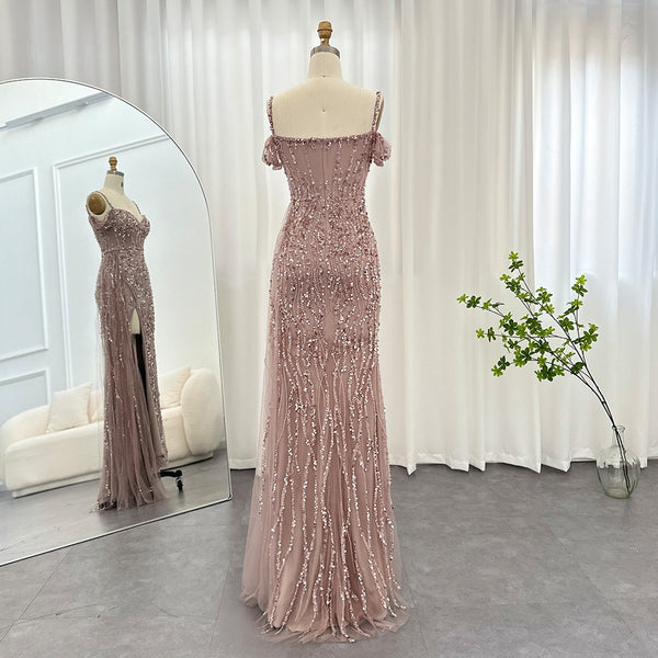 Vestido de Festa com Abertura Lateral Brilho - Modelo Especial